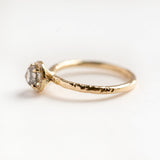 salt and pepper grey rosecut diamond halo yellow gold engagement ring anueva jewelry