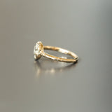 0.90ct Rosecut Diamond 6-Prong Low Profile Ring with Evergreen Textured Band in Yellow Gold