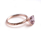 evergreen pink sapphire spinel recycled gold purple engagement ring
