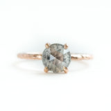 silver salt and pepper rosecut prong setting grey diamond hand carved galaxy rose gold dainty engagement ring