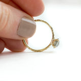 smoky grey galaxy rosecut diamond prong setting yellow gold dainty engagement ring