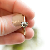 black smoky galaxy geometric rosecut diamond prong setting dainty yellow gold engagement ring