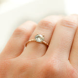 silver salt and pepper rosecut prong setting grey diamond hand carved galaxy rose gold dainty engagement ring
