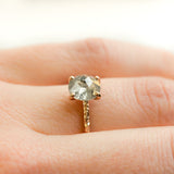 silver salt and pepper rosecut prong setting grey diamond hand carved galaxy rose gold dainty engagement ring