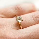 round salt and pepper solitaire diamond recycled rose gold carved handmade engagement ring anueva jewelry