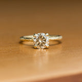 1.73ct Champagne Diamond Solitaire in Evergreen Carved Recycled Yellow Gold