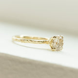 1.73ct Champagne Diamond Solitaire in Evergreen Carved Recycled Yellow Gold
