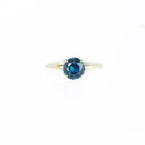 1.87ct Bright Blue Round Solitaire Unheated Sapphire Ring in 18k Yellow Gold