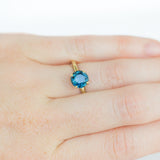 1.87ct Bright Blue Round Solitaire Unheated Sapphire Ring in 18k Yellow Gold