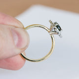 1.67ct Scalloped Halo Oval Sapphire and Diamond Ring in Platinum and 18k Yellow Gold