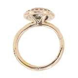 0.89ct Light Grey Old European Cut Diamond in Rose Gold Bezel Set Halo profile