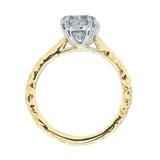 2.03ct Grey Oval Diamond Cathedral Double Prong Evergreen Solitaire in 18k Yellow and Platinum