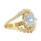 Misfit Diamonds Collaboration: 2.18ct GIA Antique Old European Cut Diamond with Split Shank Diamond Vine Band in 18k Yellow Gold