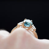 2.50ct Teal Blue Montana Sapphire and Diamond Three Stone Ring in 14k Yellow Gold