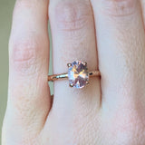 1.82ct Oval Peachy Pink Sapphire Evergreen Solitaire Ring In 14k Rose Gold