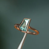 2.11ct Geometric Montana Sapphire Contemporary Bezel Ring in 14k Rose Gold