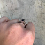 2.12ct Emerald Cut Grey Spinel Solitaire with Double Prongs in White Gold