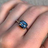 2.12ct Emerald Cut Grey Spinel Solitaire with Double Prongs in White Gold