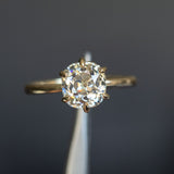 2.15ct Antique Old Mine Cut Diamond in 18k Yellow gold Lotus Six Prong Solitaire