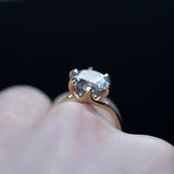 3.52ct Round Salt And Pepper Diamond Six Prong Split Shank Solitaire In 14k Yellow Gold