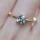 1.03ct Montana Sapphire Grey Purple Brown Radiant Cut Sapphire With Double Prongs in 14k Yellow Gold