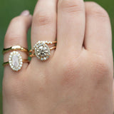 1ct Antique Style Rosecut Diamond Halo Ring, Low Profile in 14k Yellow Gold