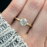 1.05ct Light Grey/White Salt and Pepper Diamond Evergreen 4 Prong Solitaire in 14k Yellow Gold