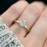 1.05ct Light Grey/White Salt and Pepper Diamond Evergreen 4 Prong Solitaire in 14k Yellow Gold