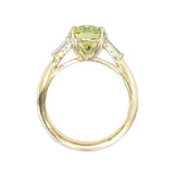 4.21ct Oval Parti Sapphire and Tapered Baguette Diamond Ring in 18k Yellow Gold profile