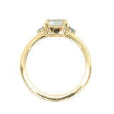 Three Stone Ring featuring 1.06 reclaimed cushion diamond in East-West setting