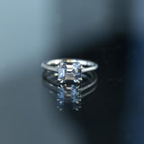 2.12ct Emerald Cut Grey Spinel Solitaire with Double Prongs in White Gold