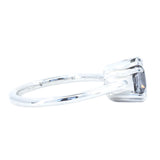 2.12ct Emerald Cut Grey Spinel Solitaire with Double Prongs in White Gold