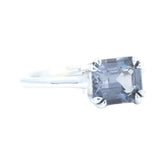 2.12ct Emerald Cut Grey Spinel Solitaire with Double Prongs in White Gold