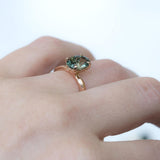 2ct Oval teal green Montana Sapphire Ring in 18k Rose Gold Alluvial Solitaire