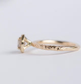 Diamond & Champagne Zircon Engagement Ring - Hand Carved Recycled Yellow Gold Earthy Setting - Ring by Anueva Jewelry