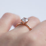 salt and pepper diamond solitaire ring, recycled rose gold in handmade carved ring band