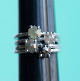 Silver Stocking Stuffers : Size 6 (Resizable)- Natural colored hexagon rustic diamonds in hand carved recycled silver prong setting by Anueva Jewelry