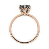 2.08ct Oval Silvery Teal Blue Montana Sapphire Lotus Six Prong Solitaire In 14k Rose Gold