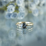 0.85ct Round Grey Blue Purple Spinel Evergreen Solitaire in 14k Yellow Gold