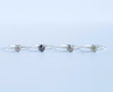 Silver Stocking Stuffers : Size 6 (Resizable)- Natural colored hexagon rustic diamonds in hand carved recycled silver prong setting by Anueva Jewelry