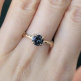 0.85ct Round Grey Blue Purple Spinel Evergreen Solitaire in 14k Yellow Gold