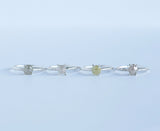 Silver Stocking Stuffers: Size 5 (Resizable)- Natural colored hexagon rustic diamonds in hand carved recycled silver prong setting by Anueva Jewelry