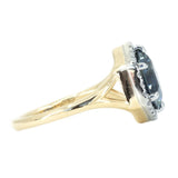 3.31ct Blue Hexagon Montana Sapphire Split Shank Halo Ring