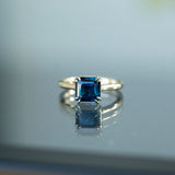 3.02ct Oval Deep Teal Green Sapphire Double Pronged Solitaire in 14k Yellow Gold