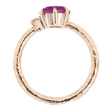 1.61ct Oval Neon Pink Sapphire and Diamond Asymmetrical Ring in 14k Rose Gold profile