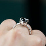 4.29ct GIA Sapphire and French Set Diamond Ring in 14k White Gold
