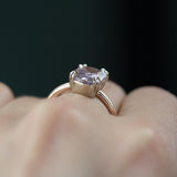 2.51ct Cushion Light Purple Silvery Grey Spinel Double Prong Solitaire in Two Tone Rose and White Gold
