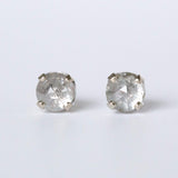 edgy salt and pepper gray rosecut diamond galaxy white gold diamond studs earrings