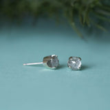 edgy salt and pepper gray rosecut diamond galaxy white gold diamond studs earrings