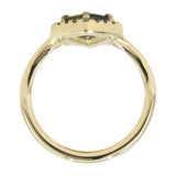 1.33ct Kite Australian Parti Sapphire in Split Shank Diamond Halo in 14k Yellow Gold